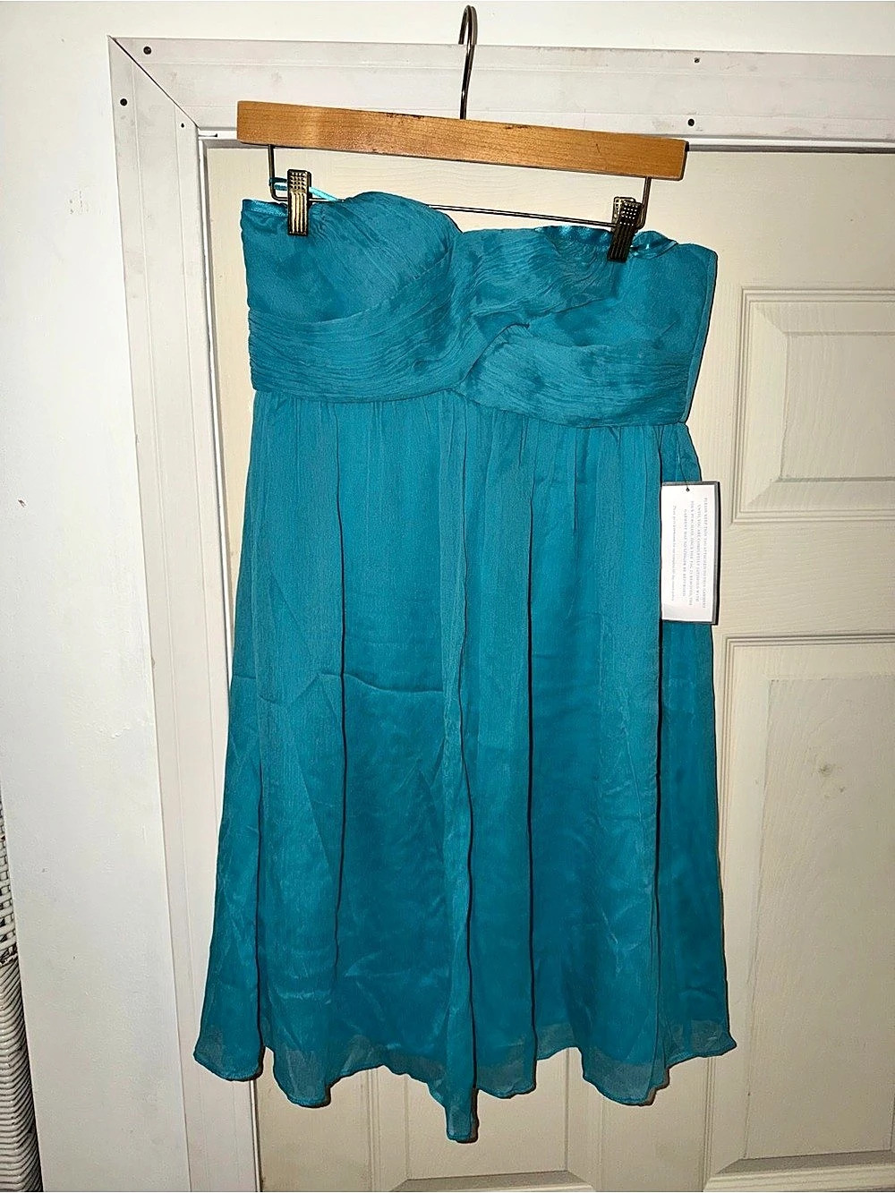 J.Crew Arabelle Dress in Silk Chiffon Strapless Pleated Dress in Blue Size 8 NWT
